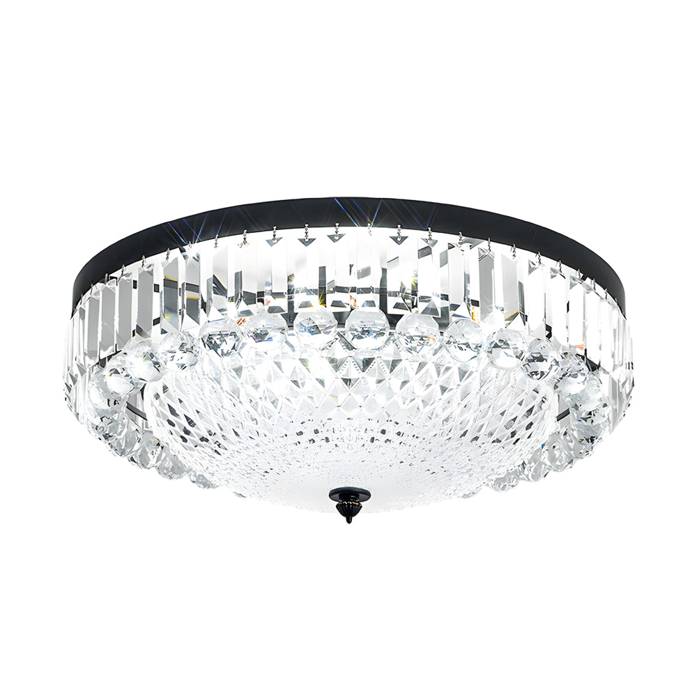 Modern Round Crystal LED Ceiling Light Luxury American Style Flush Mount Lamp with Dimming