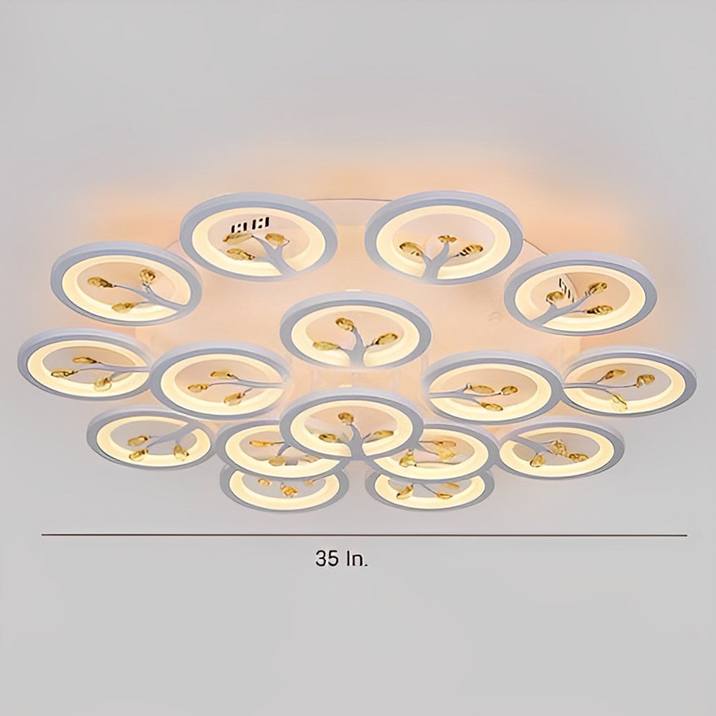 Modern White Flower LED Ceiling Light Dimmable Flush Mount Nordic Bedroom Fixture