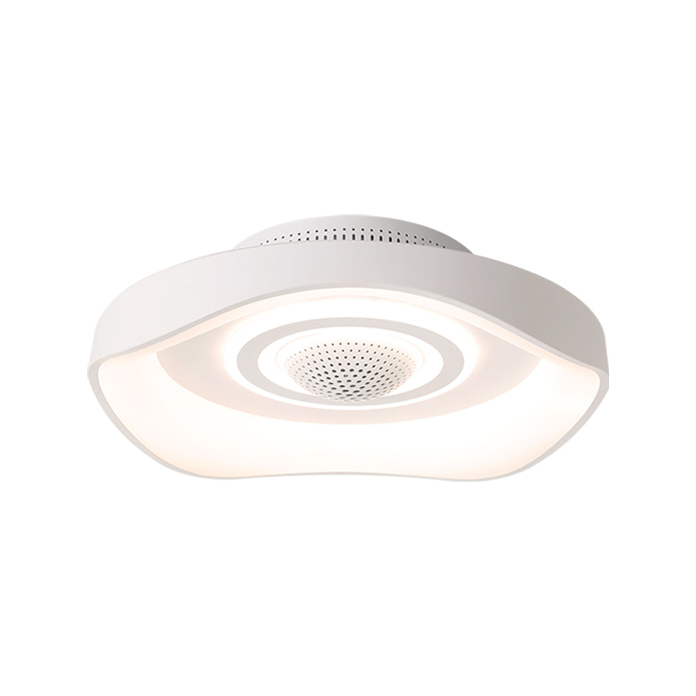 20 Inch Low Profile Flush Mount Bladeless Ceiling Fan with Dimmable LED Light and Remote