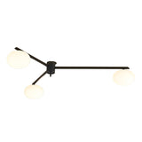 Modern White Glass Globe Semi Flush Mount Ceiling Light with Black Iron Arms