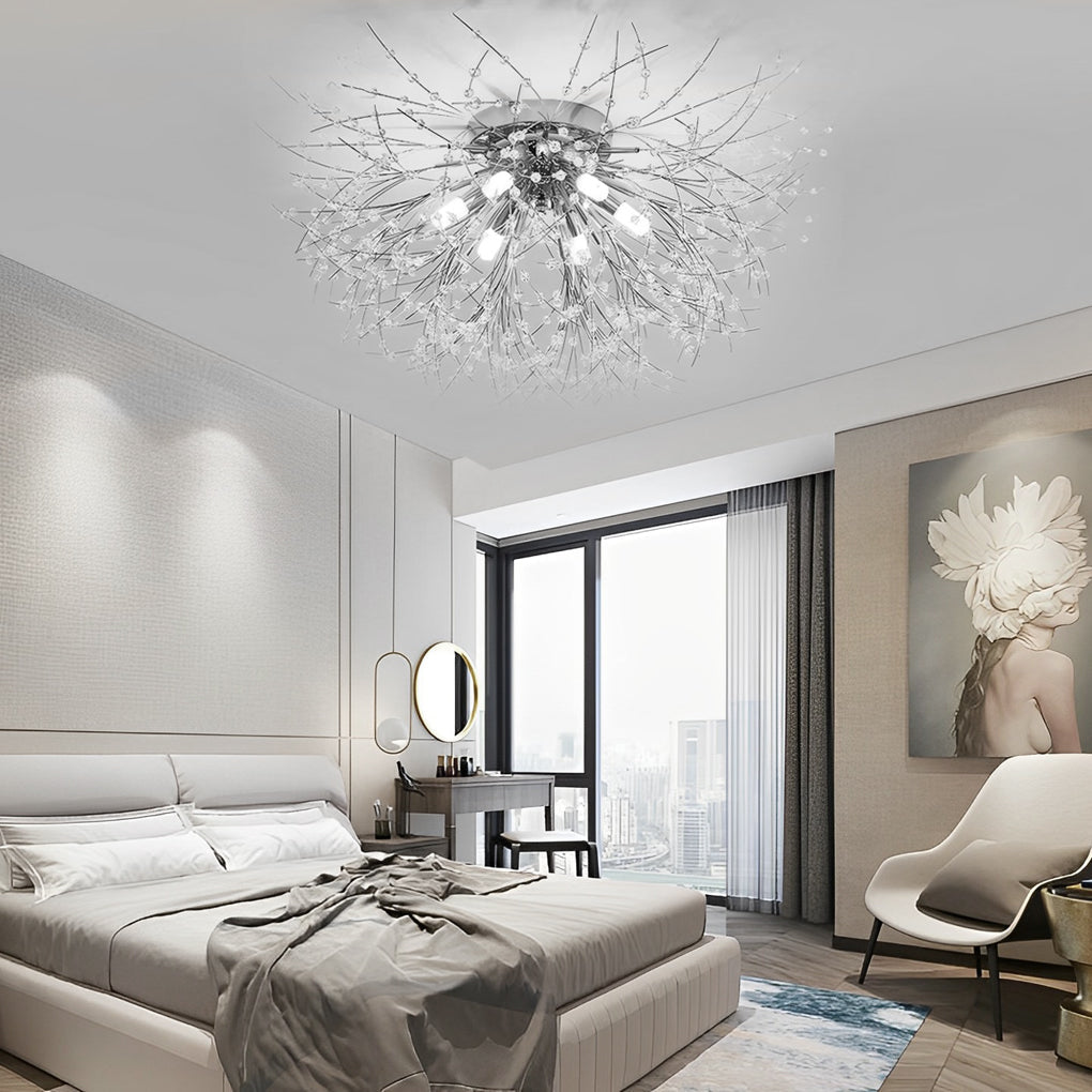 Elegant Crystal LED Flush Mount Ceiling Light Traditional Metal Chandelier Lighting Fixture
