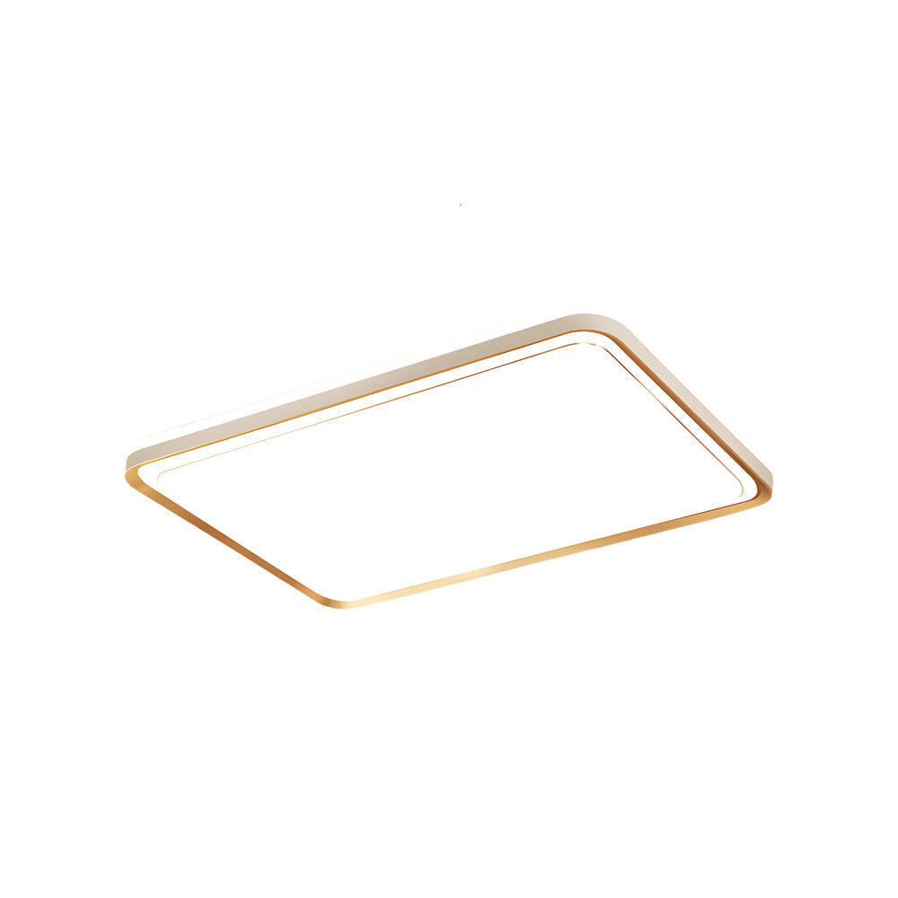 Modern Rectangular LED Flush Mount Ceiling Light Dimmable Gold Geometric Fixture for Living Room