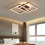 Geometric Brown LED Square Ceiling Light Semi Flush Mount Modern Aluminum Fixture