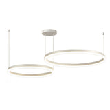 Modern White Circular Rings LED Chandelier with 3 Step Dimming and Adjustable Lighting