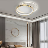 Modern Round Acrylic LED Flush Mount Ceiling Light with 3 Step Dimming White and Gold Finish