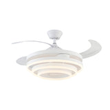 Modern Retractable Blade Ceiling Fan with 3 Color LED Light and Remote Control for Living Room