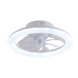 Modern White Round RGB Dimmable Flush Mount Ceiling Fan with Remote Control LED Light