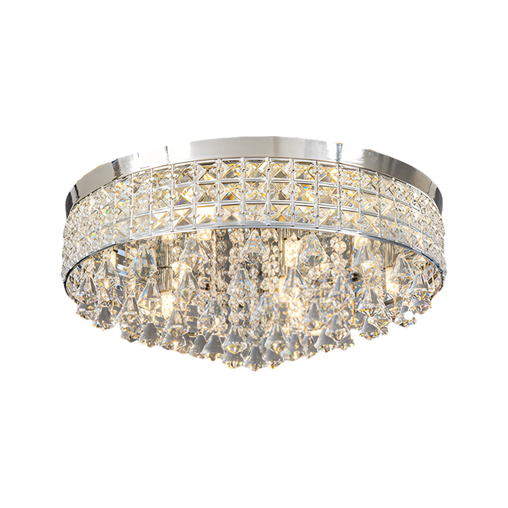 19 Inch Modern Round Crystal LED Ceiling Light Fixture for Living Room Bedroom and Hallway