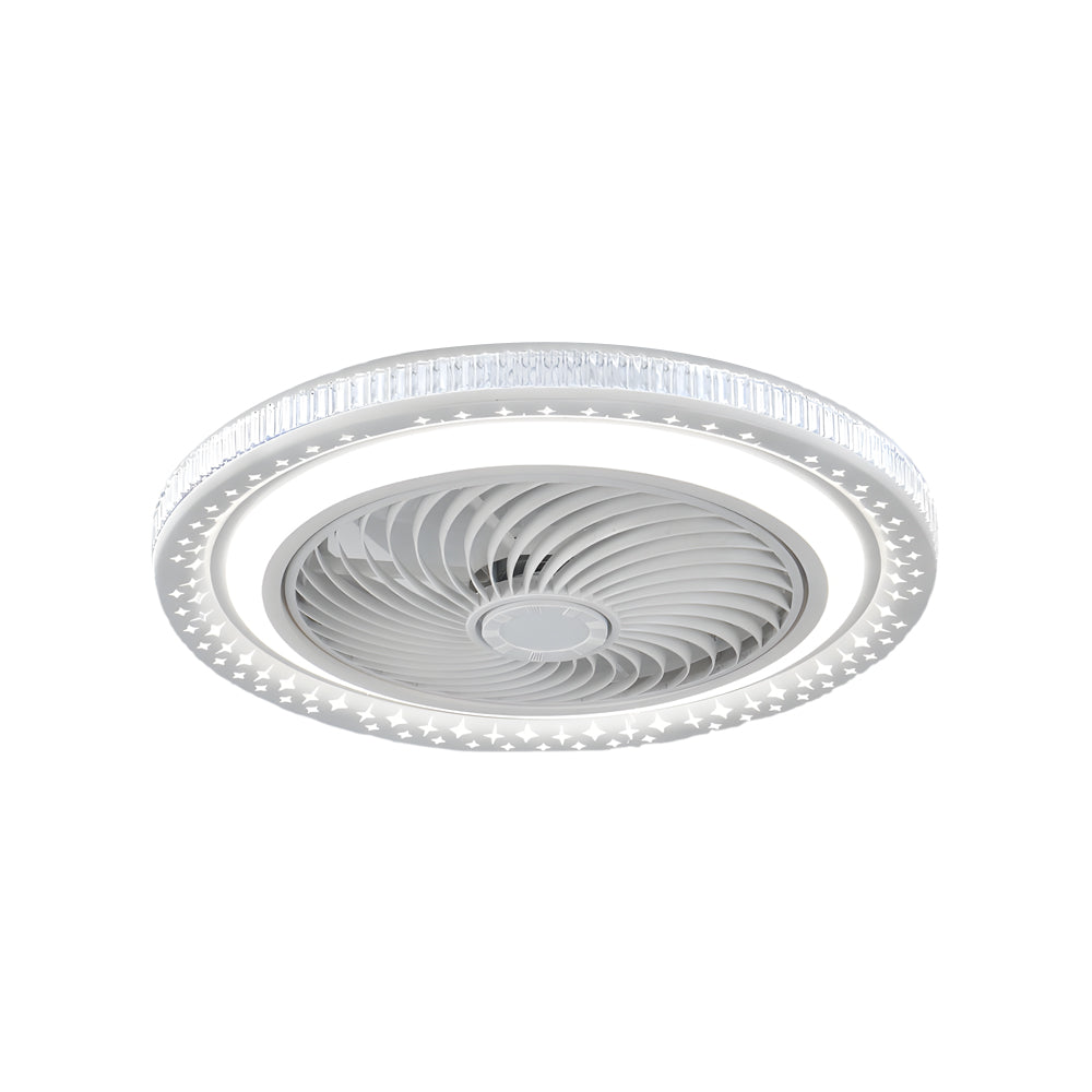 Modern 19.7 Inch Low Profile Bladeless Ceiling Fan with Dimmable LED Light and Remote Control
