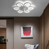 Modern 19.7 Inch White Flower Flush Mount Ceiling Fan with Remote Control and Dimmable LED Light