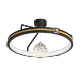 Modern Round Ring LED Ceiling Lamp with Crystal Glass Ball Decor and 3 Step Dimming Control