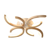 Modern Oak Wood Floral LED Semi Flush Mount Ceiling Light with Petal Acrylic Shades