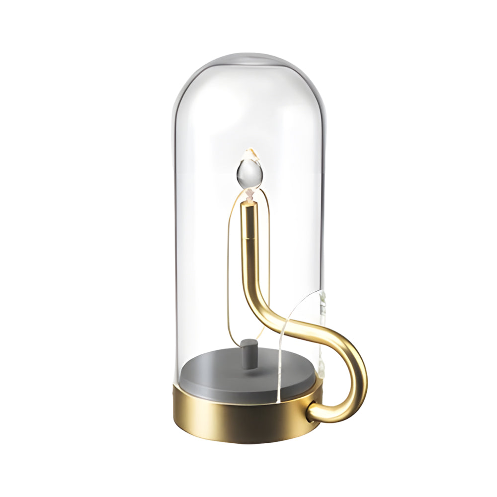 Nordic Glass Dome LED Candle Lamp Portable Rechargeable Table Light with Touch Control