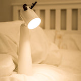 Modern White Antler LED Desk Lamp with USB Rechargeable Battery and Warm Night Light