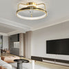 Modern Gold Flush Mount Ceiling Fan with Silent LED Light and 3 Color Dimming Function
