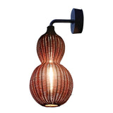 Rustic Woven Rattan Gourd Outdoor Pendant Light IP65 Waterproof Exterior Hanging Lamp for Garden and Patio