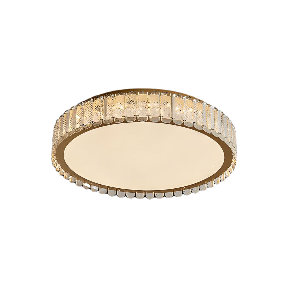 Modern Gold K9 Crystal Flush Mount Ceiling Light Luxury LED Round or Square Lamp with Frosted Shade