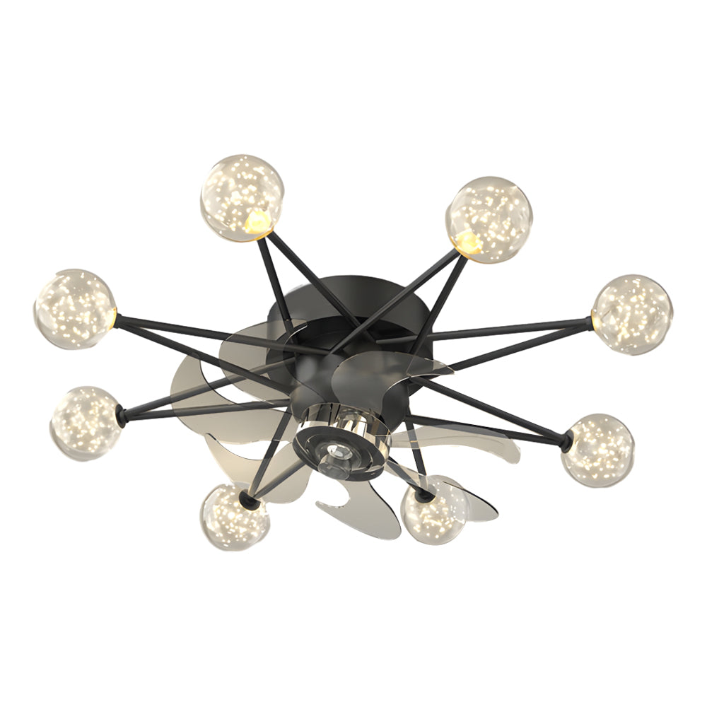 Modern Starry Design Ceiling Fan with 3 Color Dimming Light for Childrens Bedroom