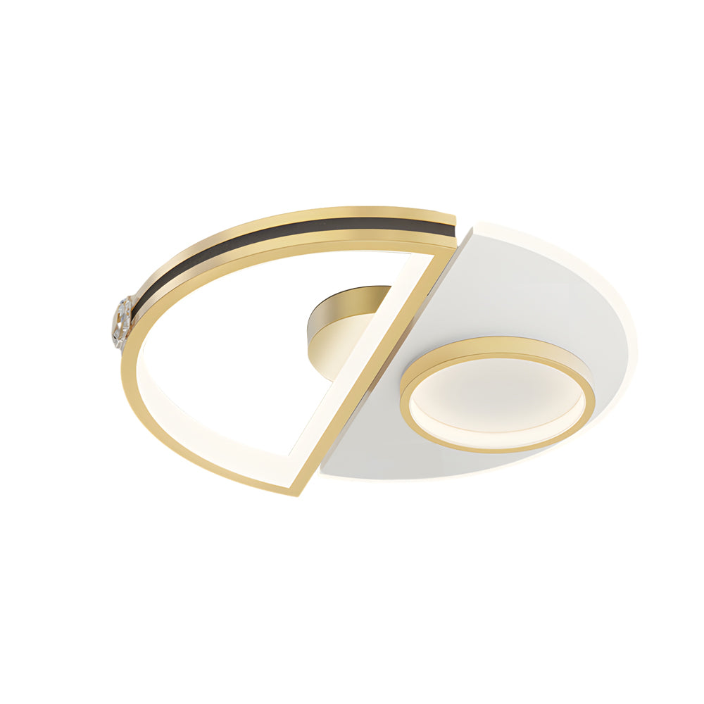 Modern Gold Semicircular LED Ceiling Light with 3 Color Dimming Acrylic Shade Flush Mount