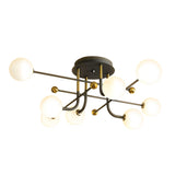 Modern Sputnik Globe Semi Flush Mount Ceiling Light with Milky White Glass Shades