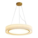 Nordic Style Pleated Fabric LED Chandelier Modern Gold Flush Mount Ceiling Light for Bedroom