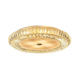 Luxury Round Crystal Flush Mount Ceiling Light with Three Color Temperature Glass Shade