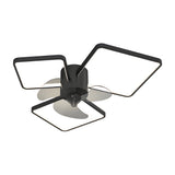 Silent Modern LED Ceiling Fan Light with Square and Round Ring Design Three Step Dimming