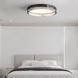 Modern Round Black Stripe Glass LED Flush Mount Ceiling Light 16.5 and 20.5 Inch Copper Fixture