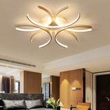 Modern Semi Circle Flower LED Ceiling Light Dimmable White Aluminum Flush Mount Fixture