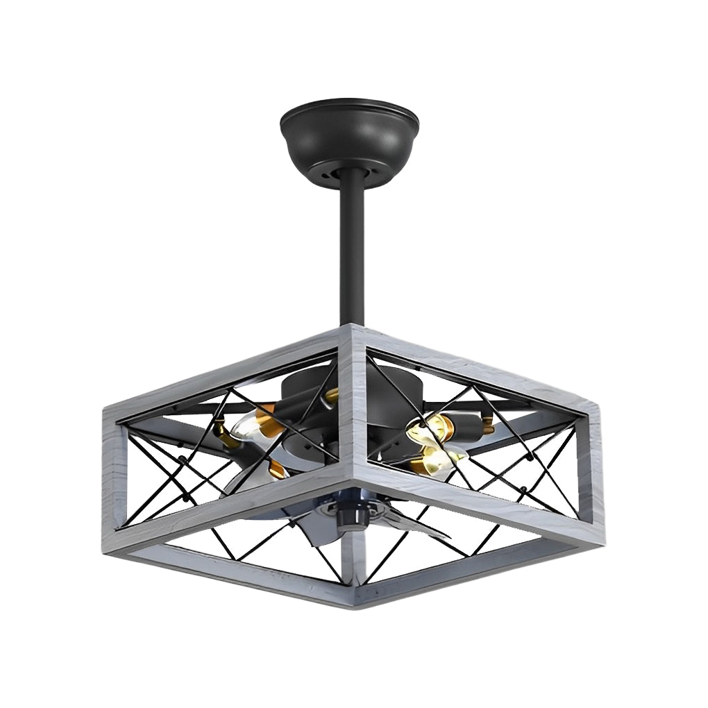 Retro Bladeless Ceiling Fan with 3 Color Dimmable LED Light and Remote Control