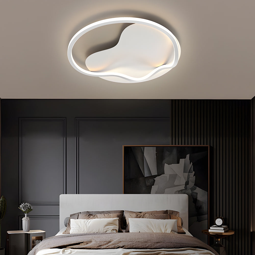 Modern White Round LED Flush Mount Ceiling Light with 3 Step Color Dimming