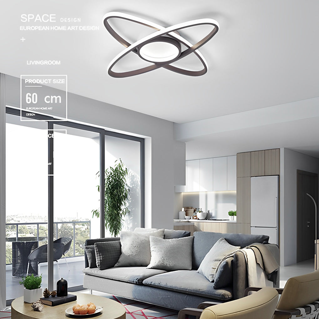 Artistic Geometric Oval Dimmable LED Flush Mount Ceiling Lamp for Modern Living Spaces