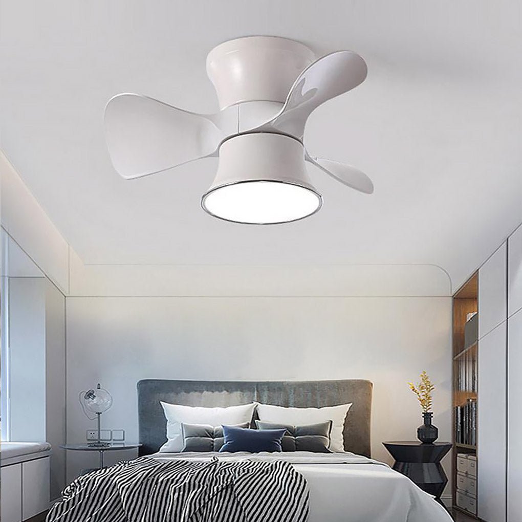 23 Inch Flush Mount Helicopter Ceiling Fan with LED Light and 6 Speeds for Kids Room