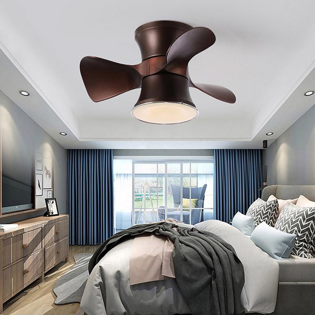 23 Inch Flush Mount Helicopter Ceiling Fan with LED Light and 6 Speeds for Kids Room