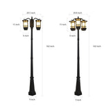 3 Light Modern Black Outdoor Post Light Waterproof Exterior Pole Lamp for Garden and Pathway