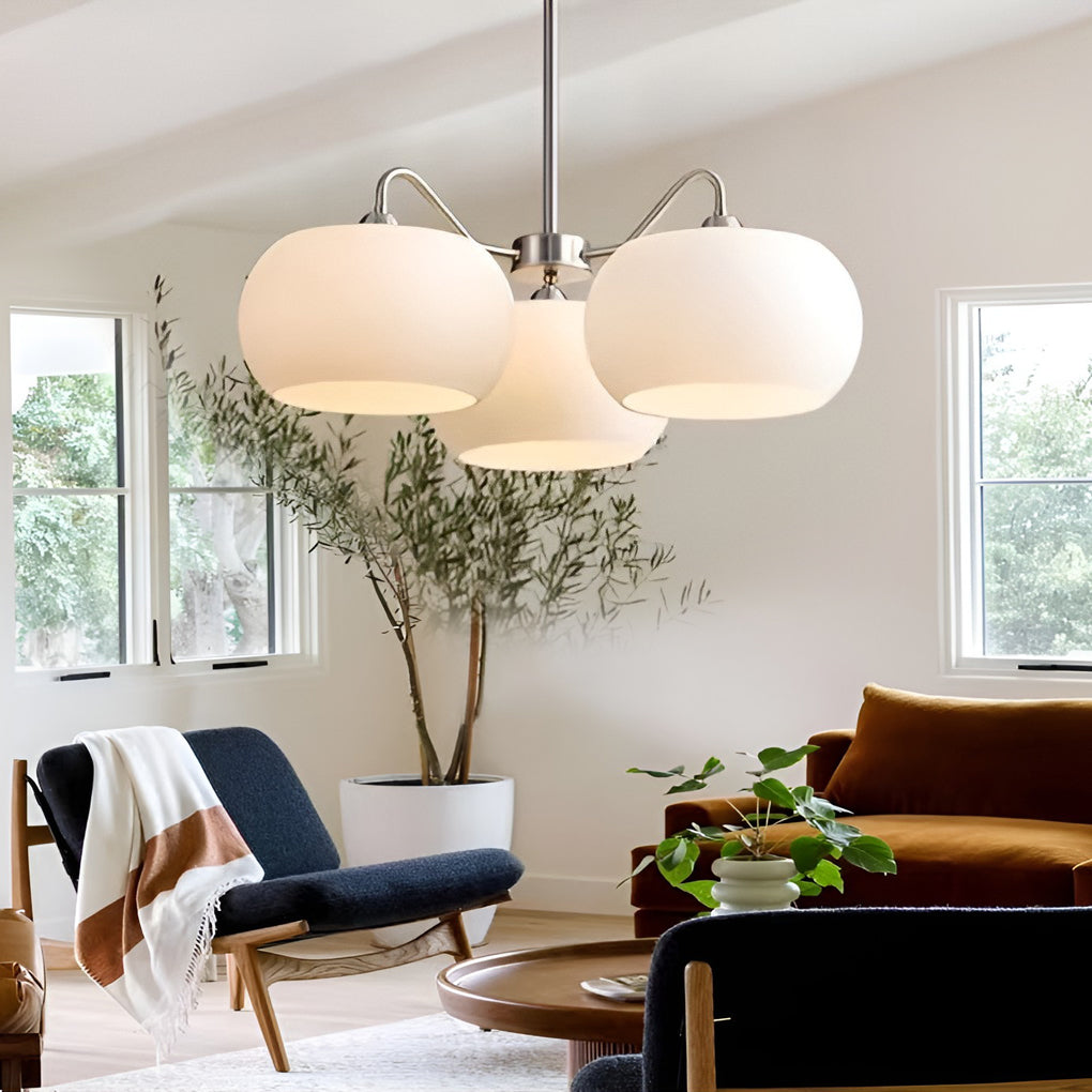 3 Light White Glass Pendant Chandelier Vintage Industrial Hanging Ceiling Light