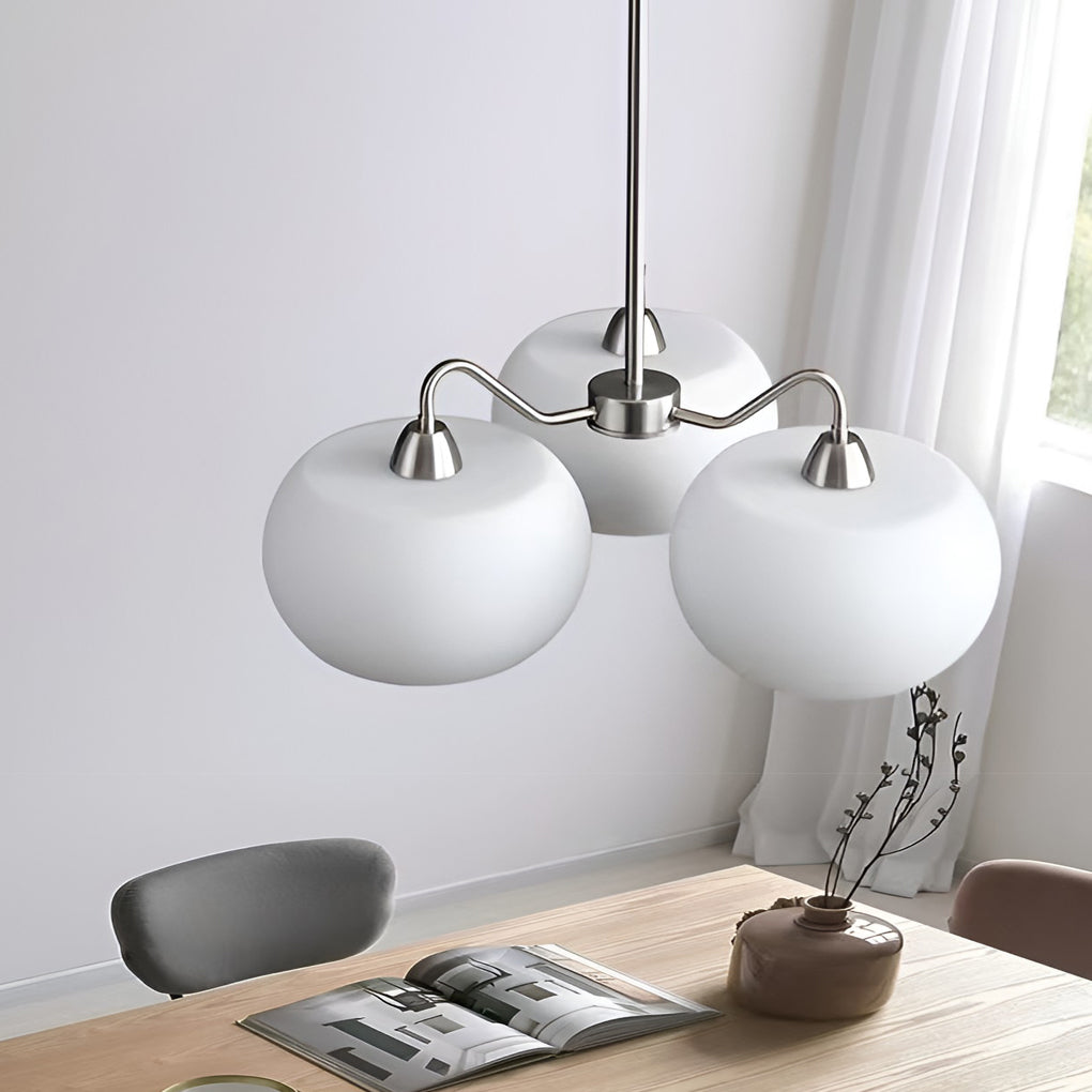 3 Light White Glass Pendant Chandelier Vintage Industrial Hanging Ceiling Light