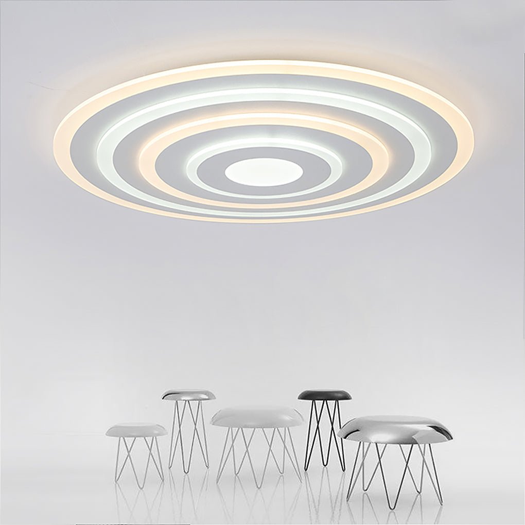 Modern Concentric Circle LED Flush Mount Ceiling Light Dimmable Round Fixture for Living Room