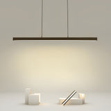 30 Inch Modern Black Linear Pendant Light Rectangular LED Hanging Lamp for Dining Table