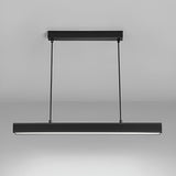 30 Inch Modern Black Linear Pendant Light Rectangular LED Hanging Lamp for Dining Table