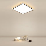 30 Inch Large Square LED Flush Mount Ceiling Light Dimmable Black Geometric Light Fixture