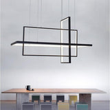 31.5 Inch Modern 3 Tier Square Rectangular LED Chandelier Aluminum Dimmable Kitchen Island Pendant Light