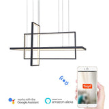 31.5 Inch Modern 3 Tier Square Rectangular LED Chandelier Aluminum Dimmable Kitchen Island Pendant Light