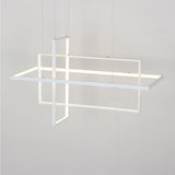 31.5 Inch Modern 3 Tier Square Rectangular LED Chandelier Aluminum Dimmable Kitchen Island Pendant Light