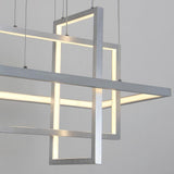 31.5 Inch Modern 3 Tier Square Rectangular LED Chandelier Aluminum Dimmable Kitchen Island Pendant Light