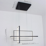 31.5 Inch Modern 3 Tier Square Rectangular LED Chandelier Aluminum Dimmable Kitchen Island Pendant Light