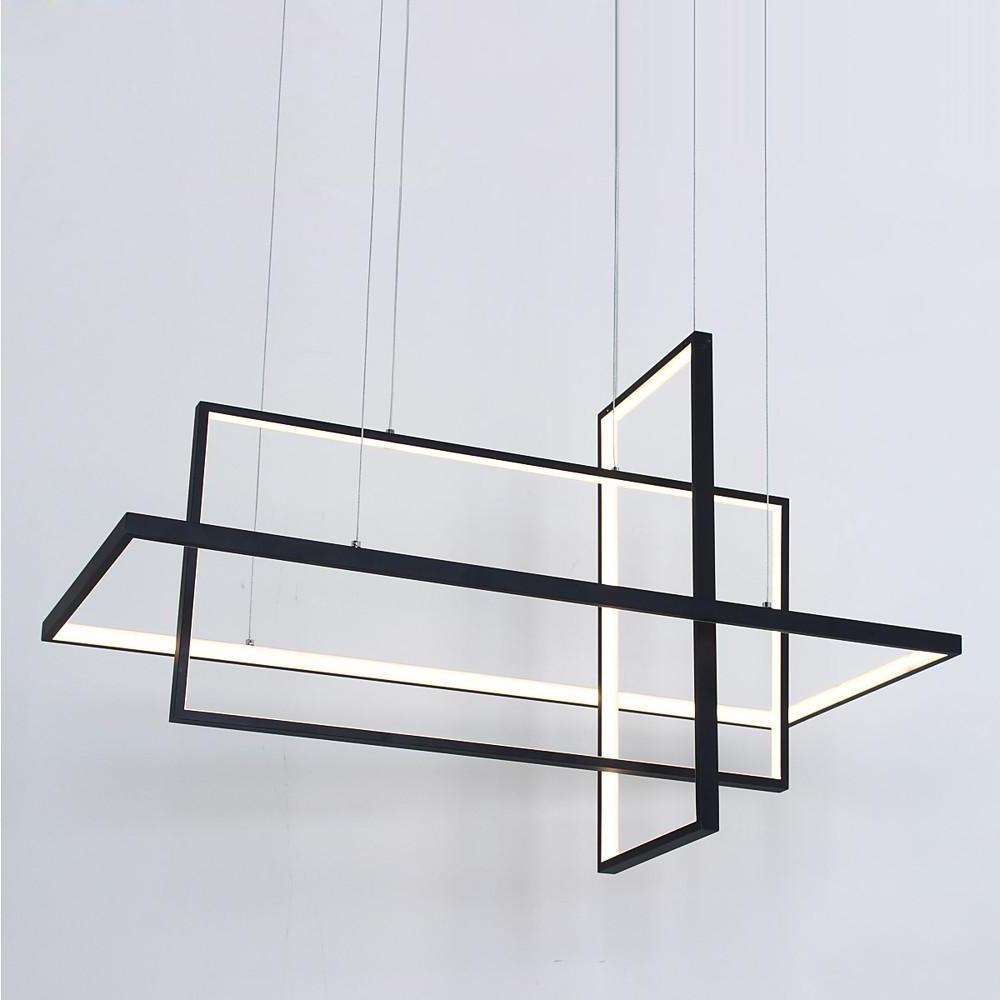 31.5 Inch Modern 3 Tier Square Rectangular LED Chandelier Aluminum Dimmable Kitchen Island Pendant Light