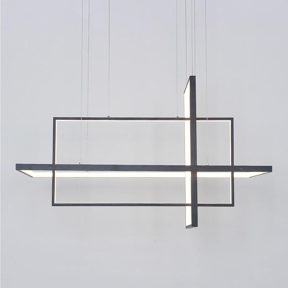 31.5 Inch Modern 3 Tier Square Rectangular LED Chandelier Aluminum Dimmable Kitchen Island Pendant Light