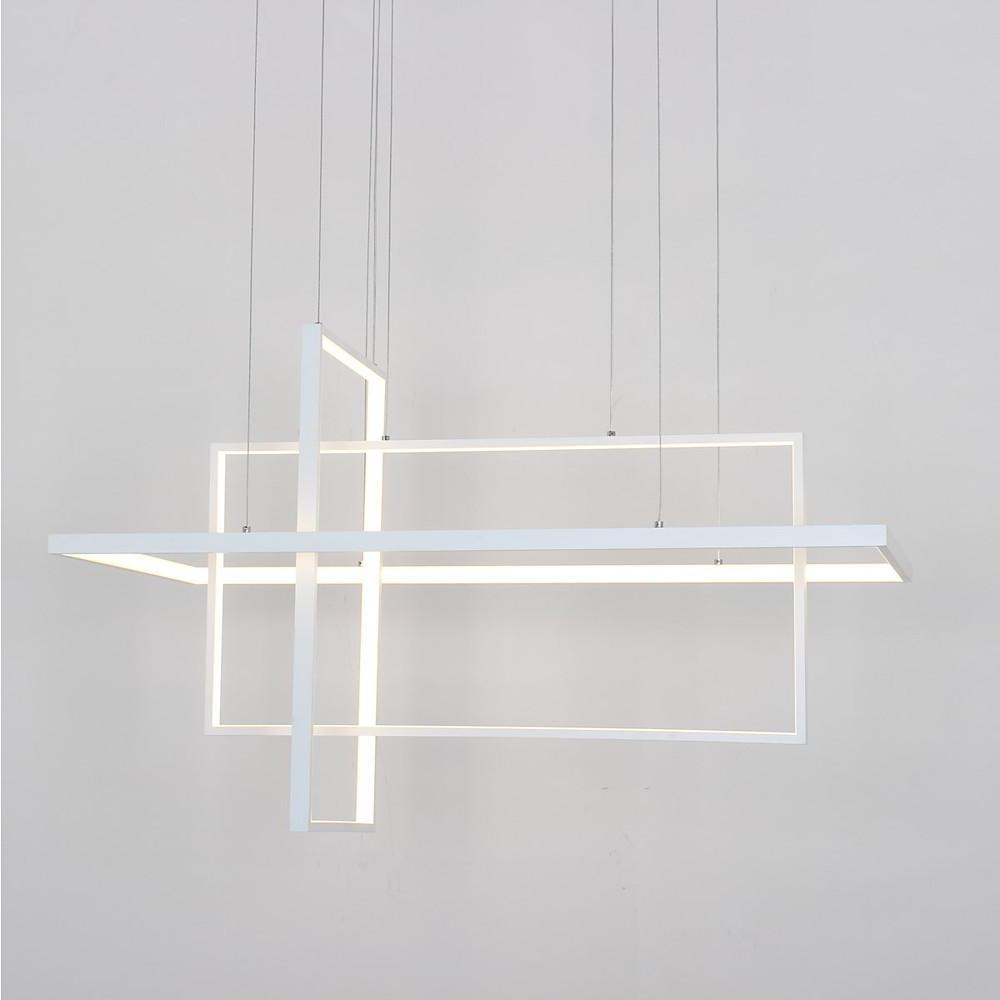 31.5 Inch Modern 3 Tier Square Rectangular LED Chandelier Aluminum Dimmable Kitchen Island Pendant Light