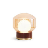 Rigel Contemporary Wood and Metal Table Lamp with Amber Glass Shade for Bedroom